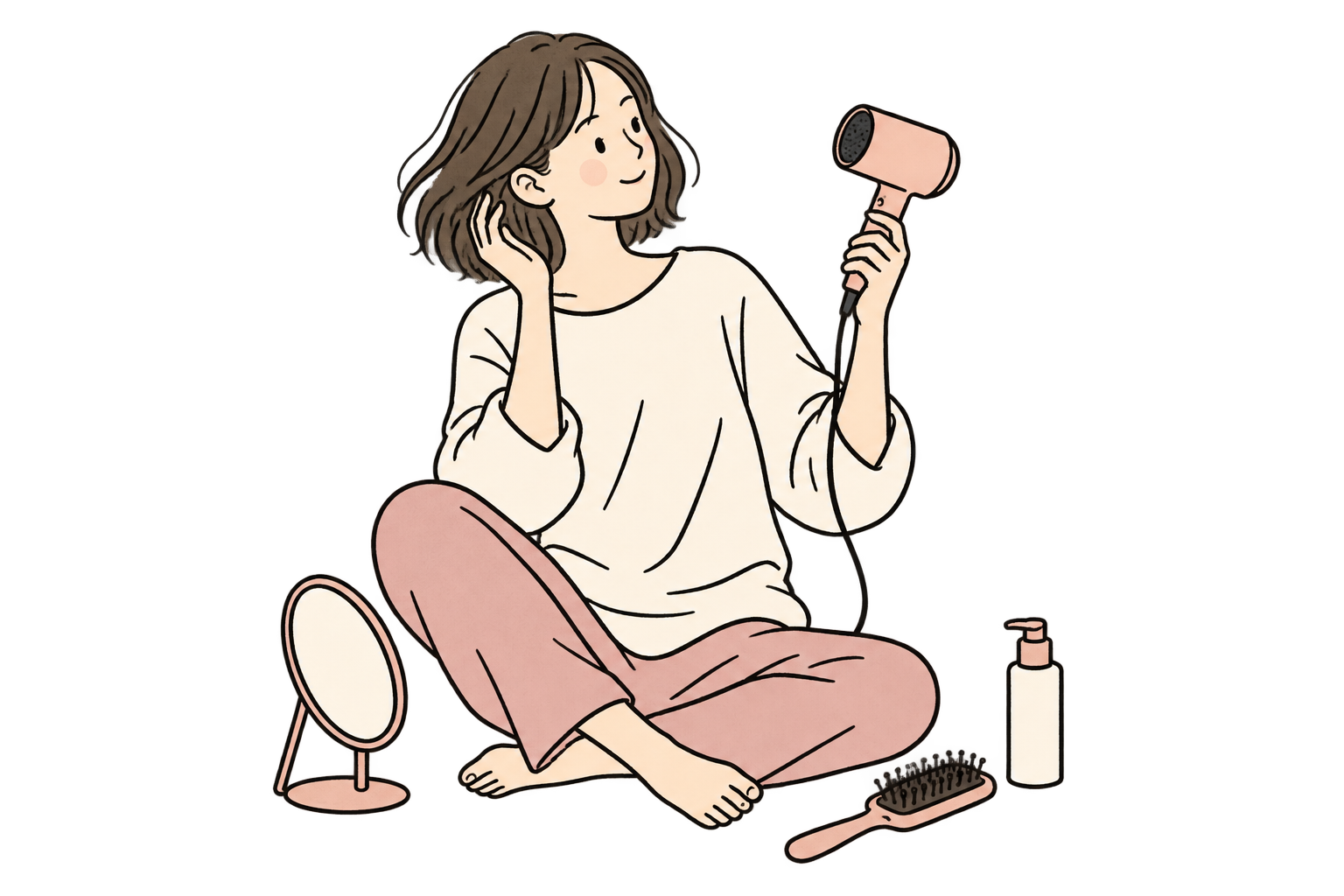 美容用品を選ぶ人のイラスト