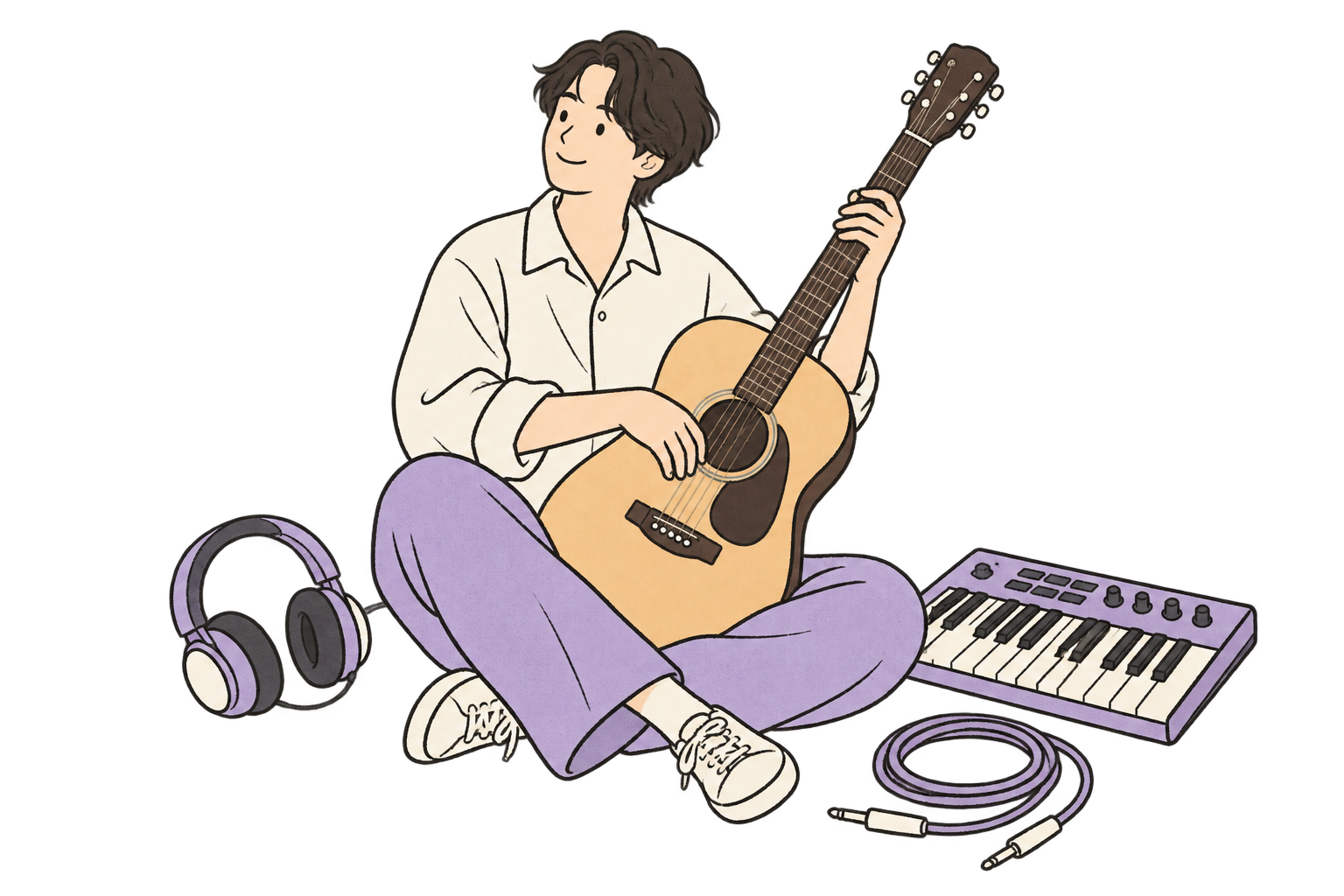 楽器用品を選ぶ人のイラスト