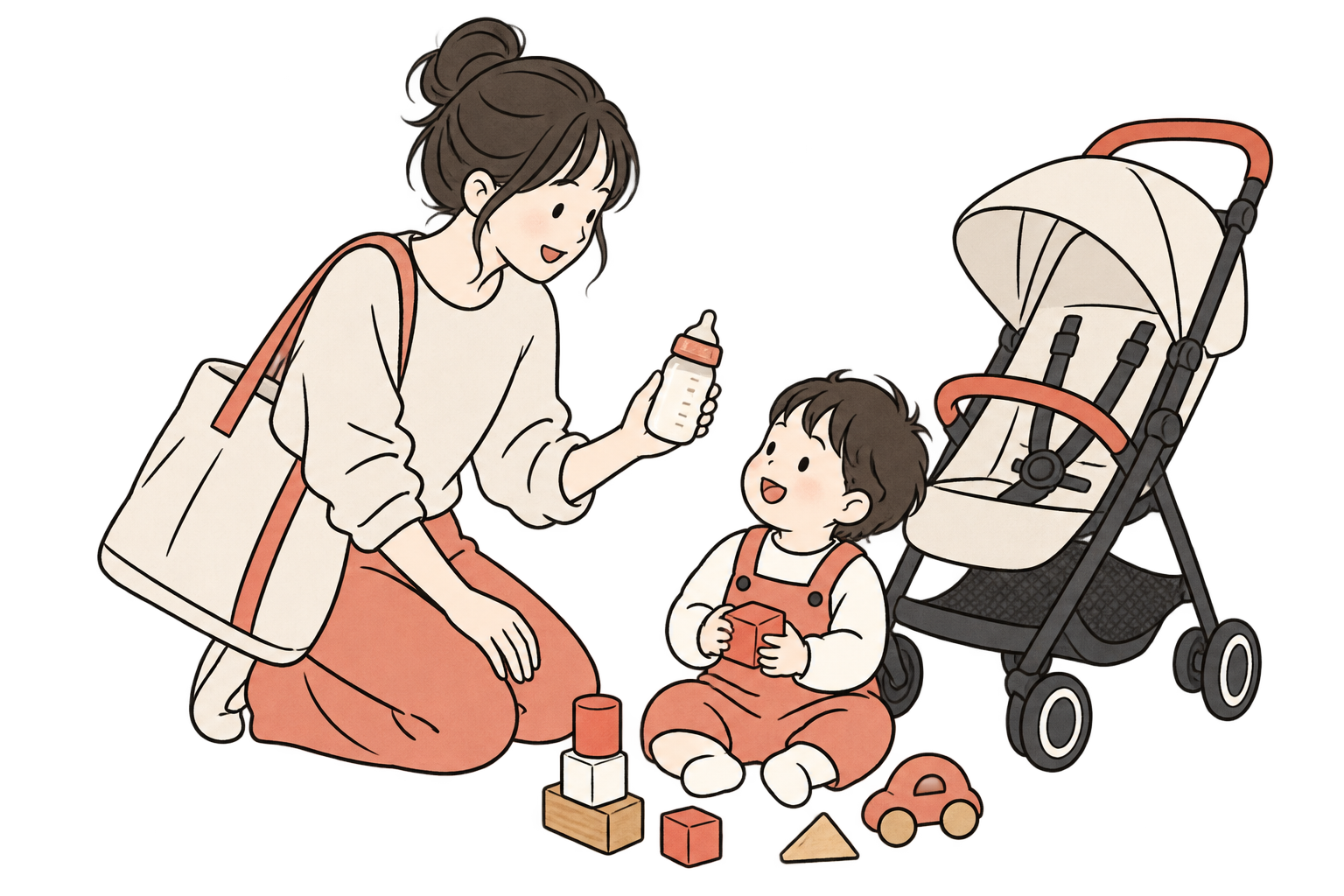 子育て用品を選ぶ人のイラスト
