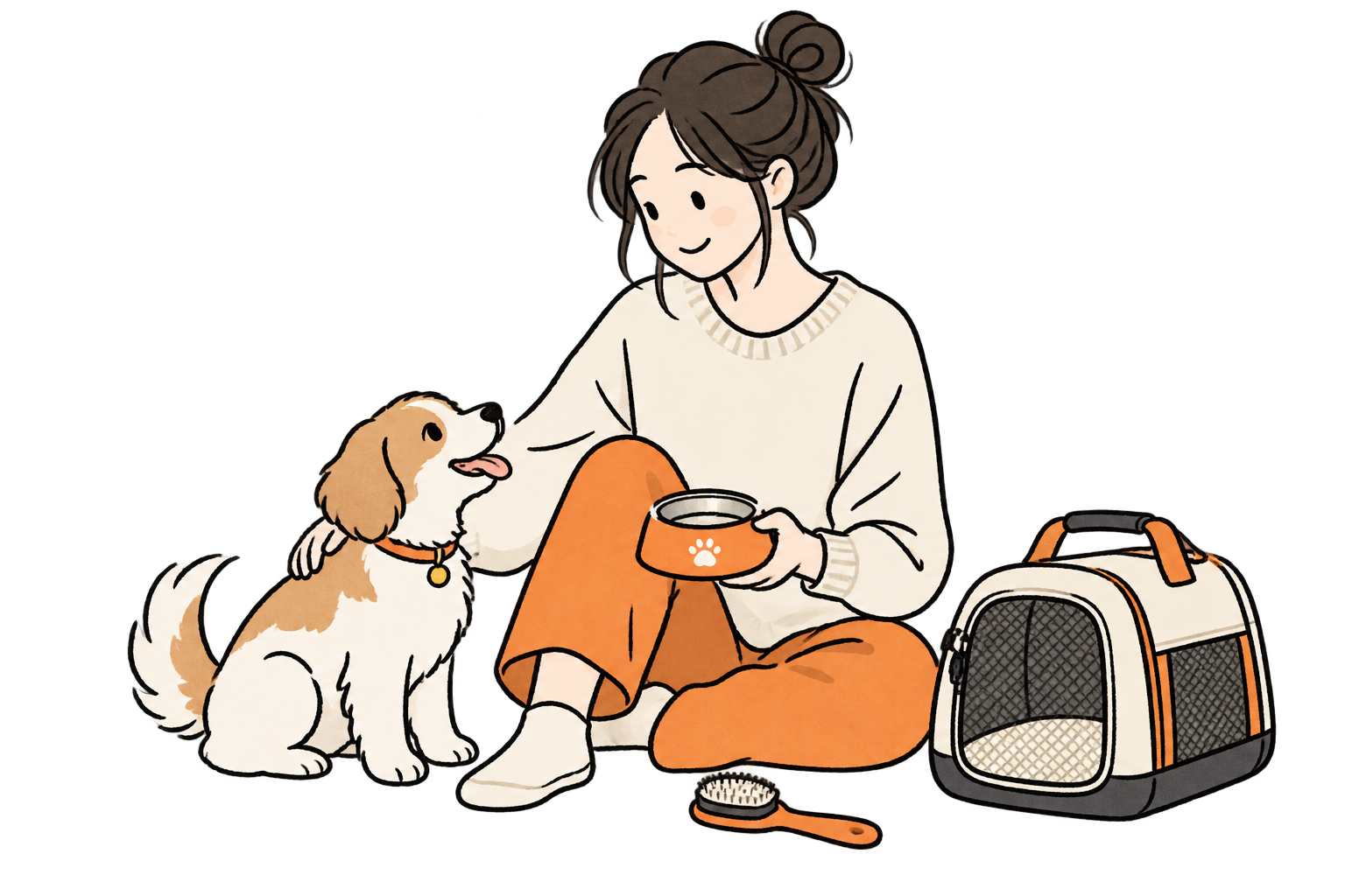 ペット用品を選ぶ人のイラスト