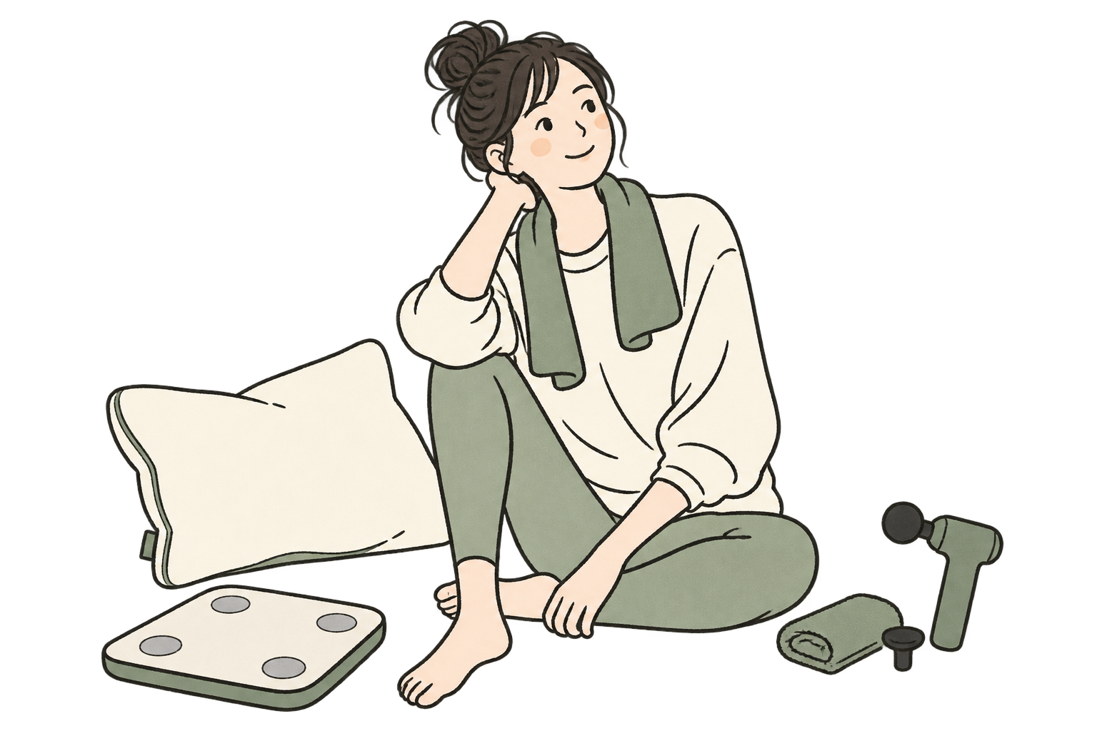 ウェルネス用品を選ぶ人のイラスト
